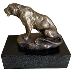 Sculpture de panthère en bronze doré C. Masson
