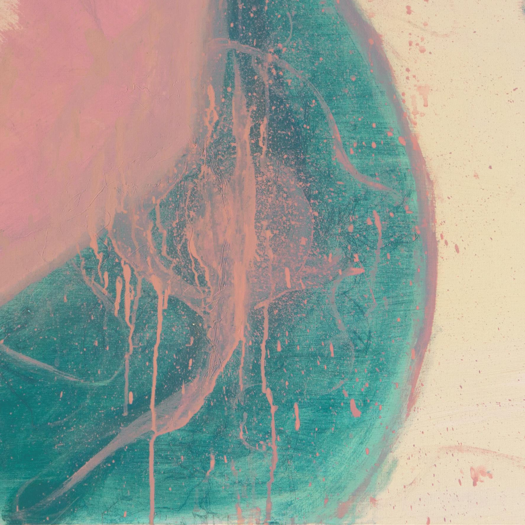 'Abstract in Turquoise and Rose', Large American School Oil Abstraction For Sale 1