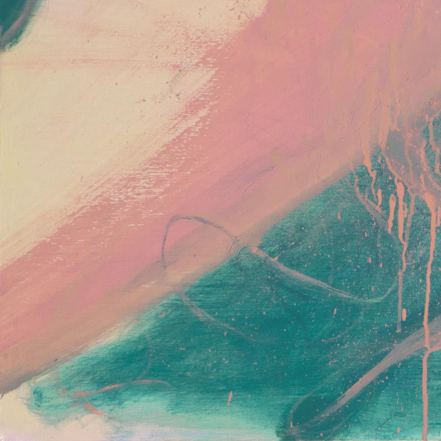Signed lower right, 'C. Maxwell' (American. 20th Century) and painted circa 1975.

A very substantial, American School oil abstract comprising contiguous and overlapping curvilinear areas of rose and turquoise shown fluidly arcing and overlapping
