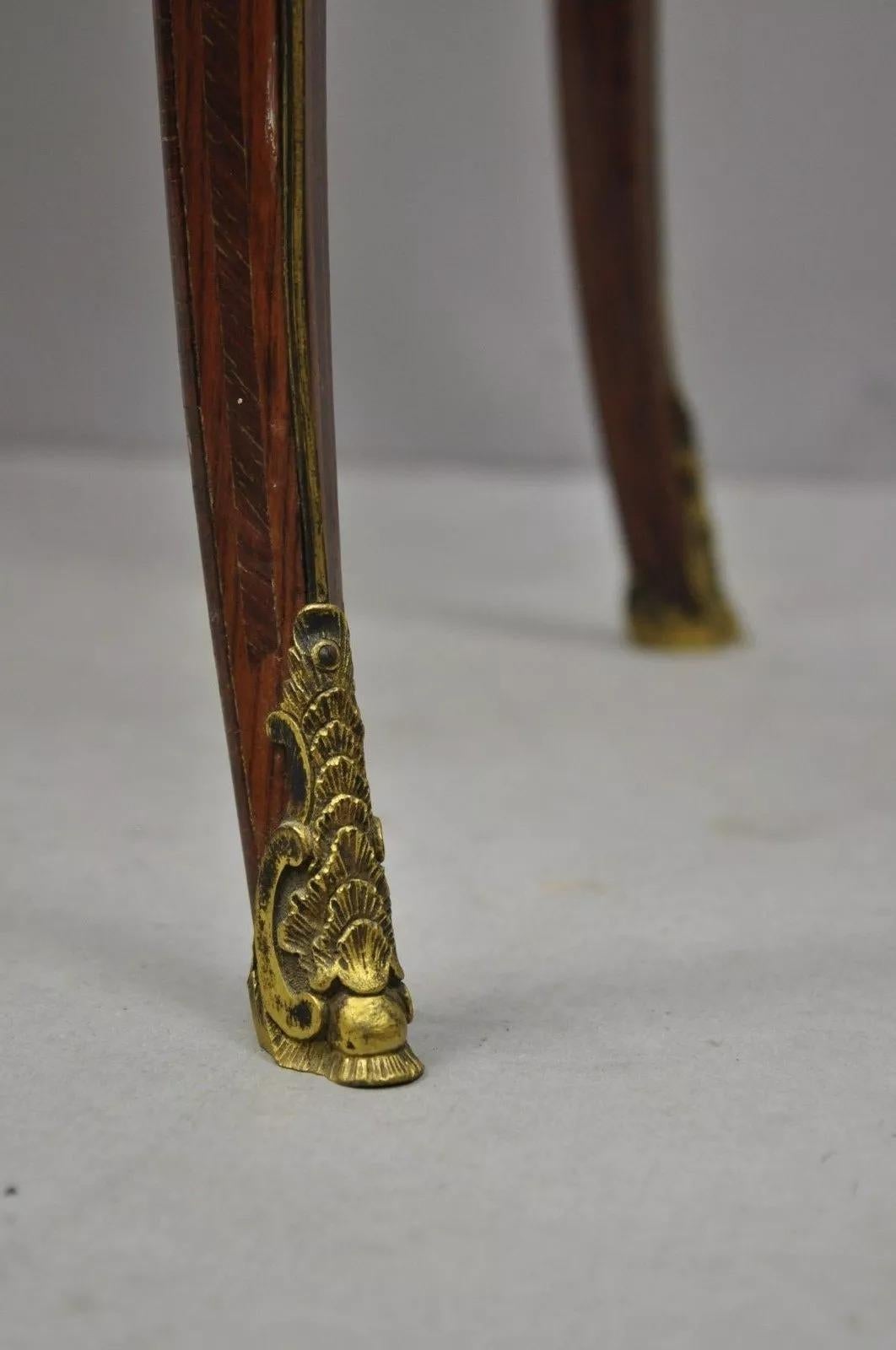 Table d'appoint française de style Louis XV à 2 tiroirs incrusté et en cuir, C. Mellier & Co, Londres en vente 3