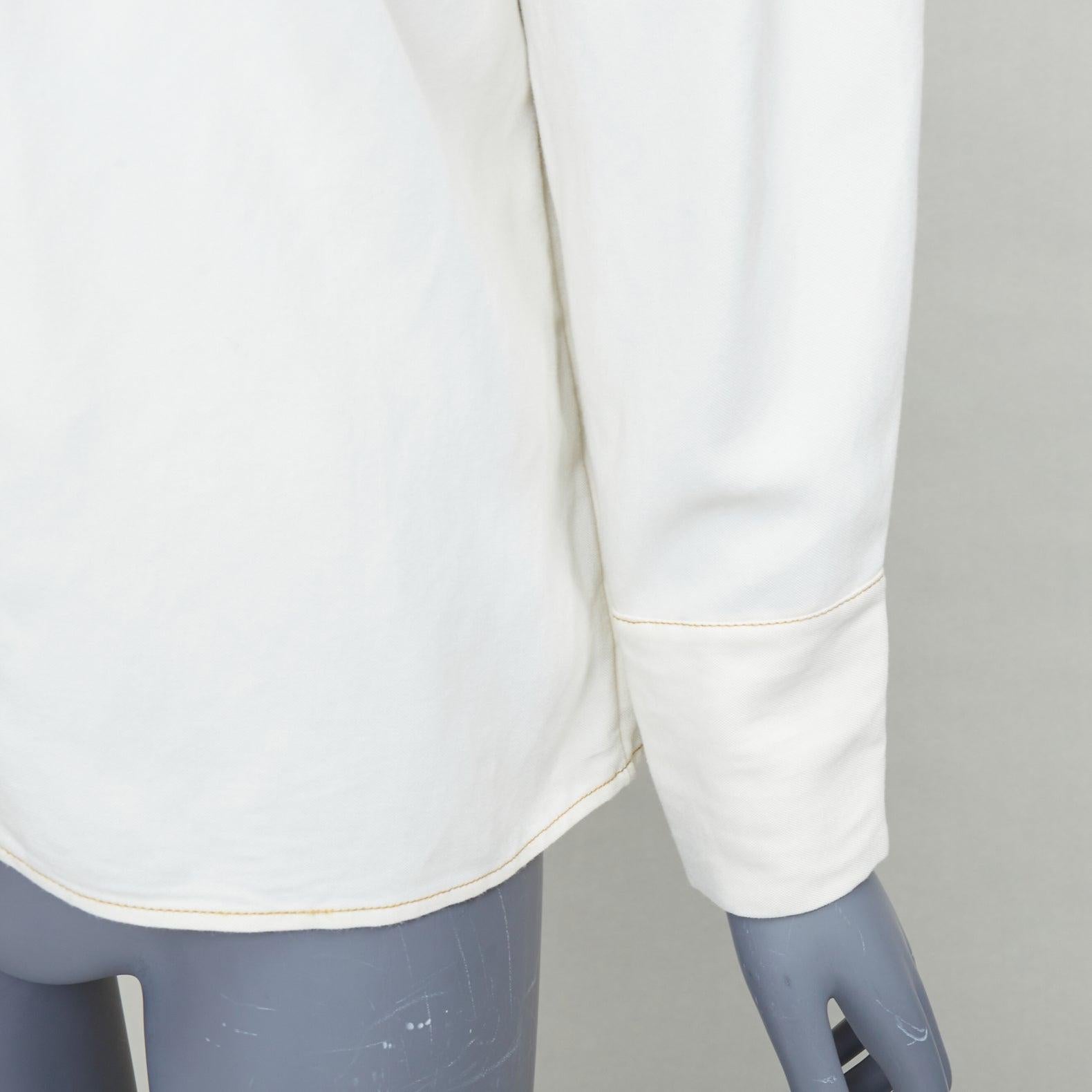 C.I.C. Crema - Camicia con collo a farfalla e tasche impunturate M. I. M. in vendita 2