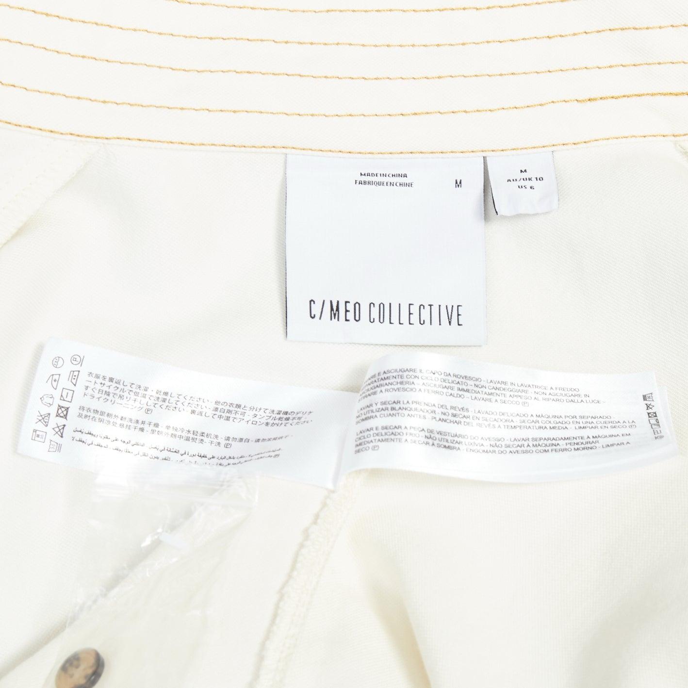 C.I.C. Crema - Camicia con collo a farfalla e tasche impunturate M. I. M. in vendita 3