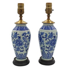 C. Mid-20th Century Pair of Chinese Export Porcelain Vases Mounted as Lamps