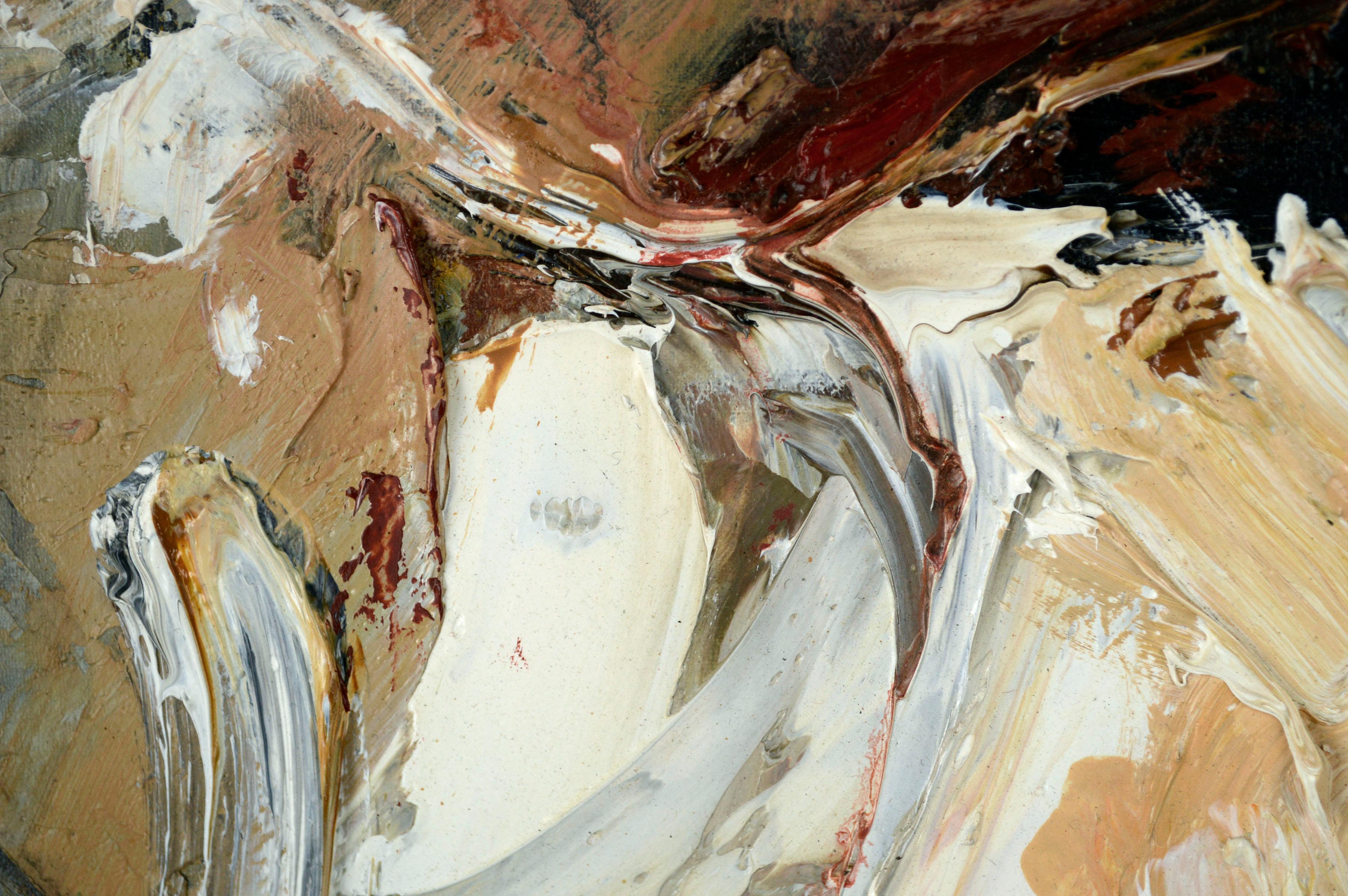 Earth-tone Abstract Expressionist with Impasto & Textured Fibers 1