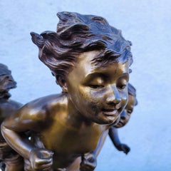 C Monginot, 3 Putti, bronze signé, fin 19e/début 20e siècle