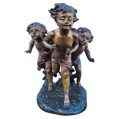 C Monginot, 3 Putti, bronze signé, fin 19e/début 20e siècle