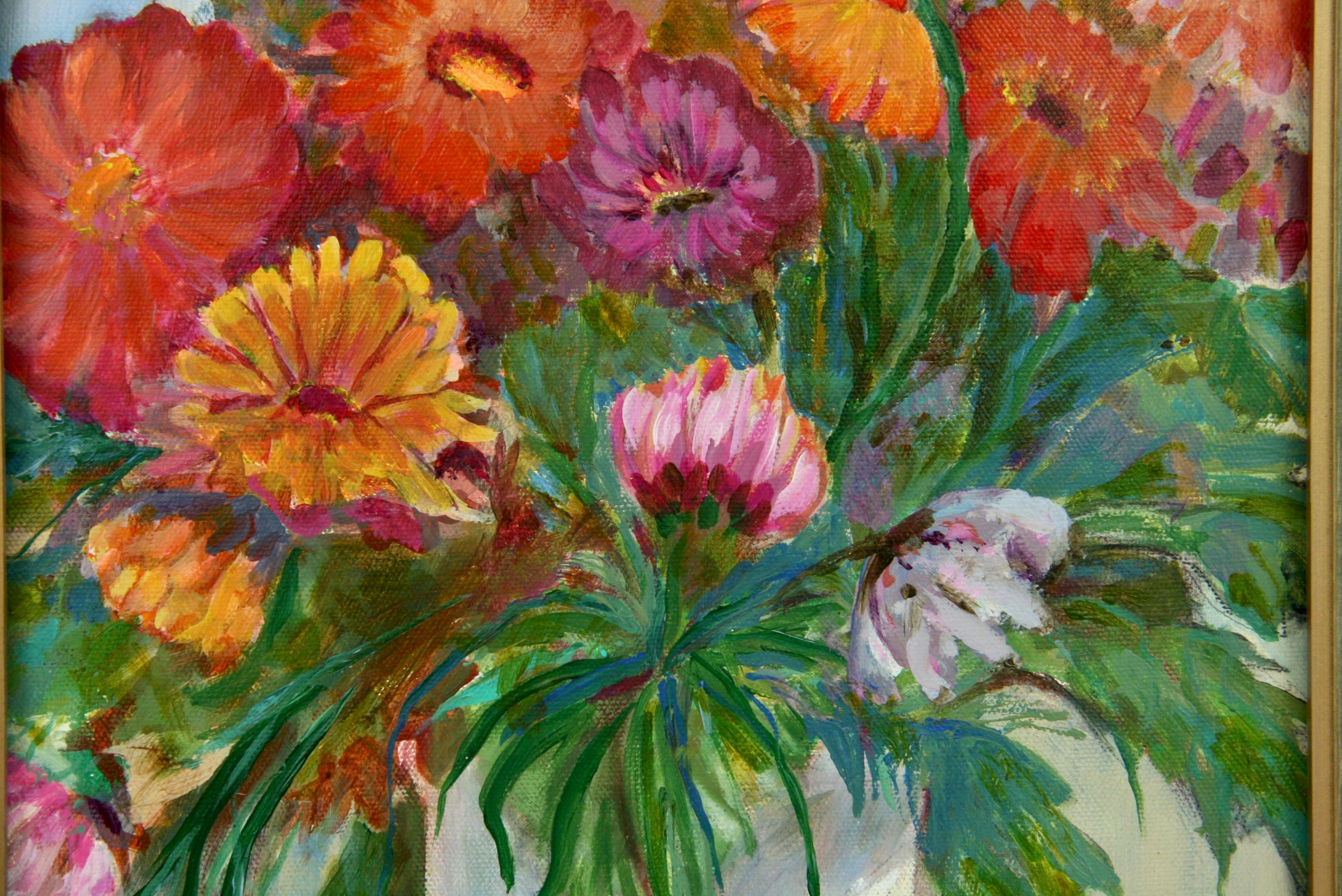 Fall Colors Floral Bouquet Still-life Painting For Sale 1