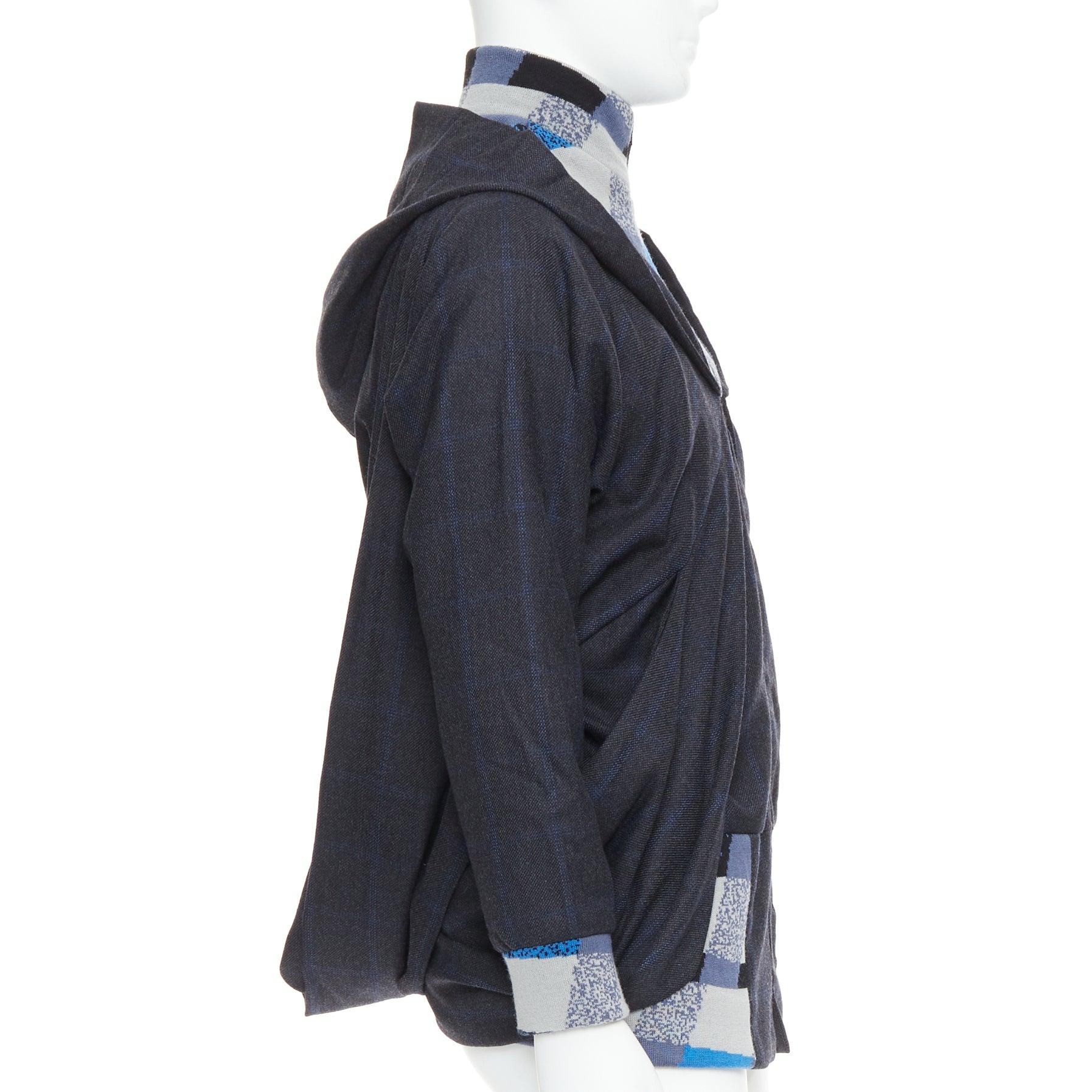 C NEEON bleu gris géométrique laine déconstruite veste zippée EU38 S Pour hommes en vente