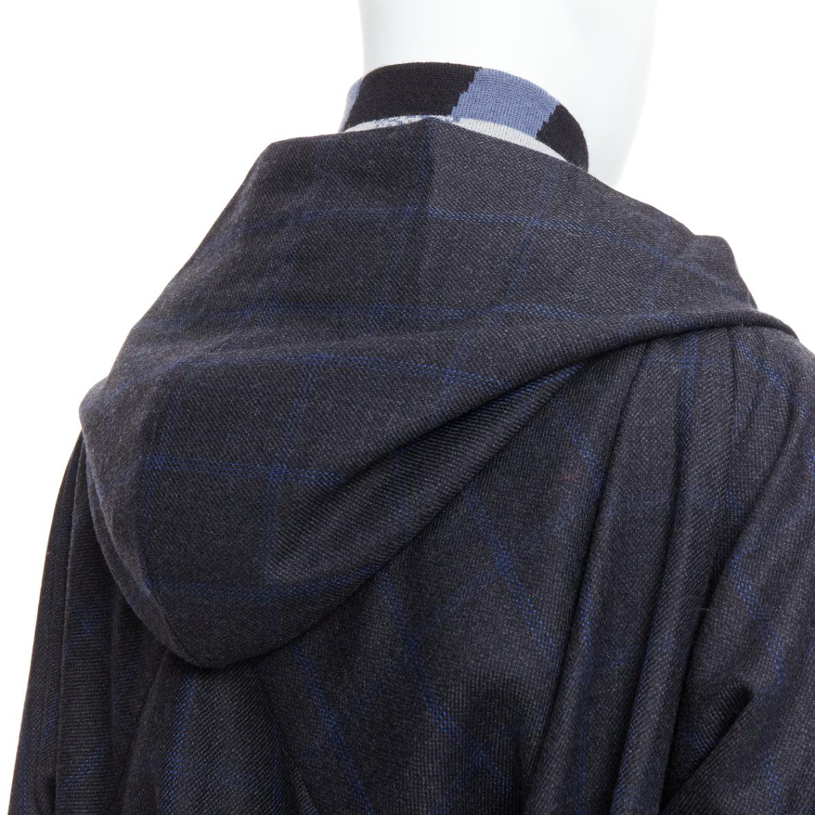 C NEEON bleu gris géométrique laine déconstruite veste zippée EU38 S en vente 2