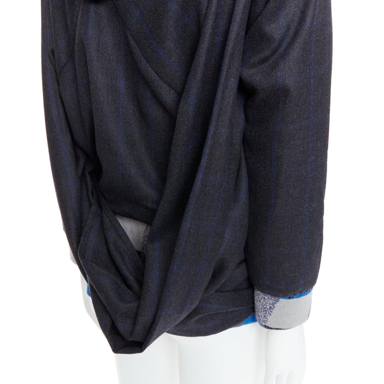C NEEON bleu gris géométrique laine déconstruite veste zippée EU38 S en vente 3