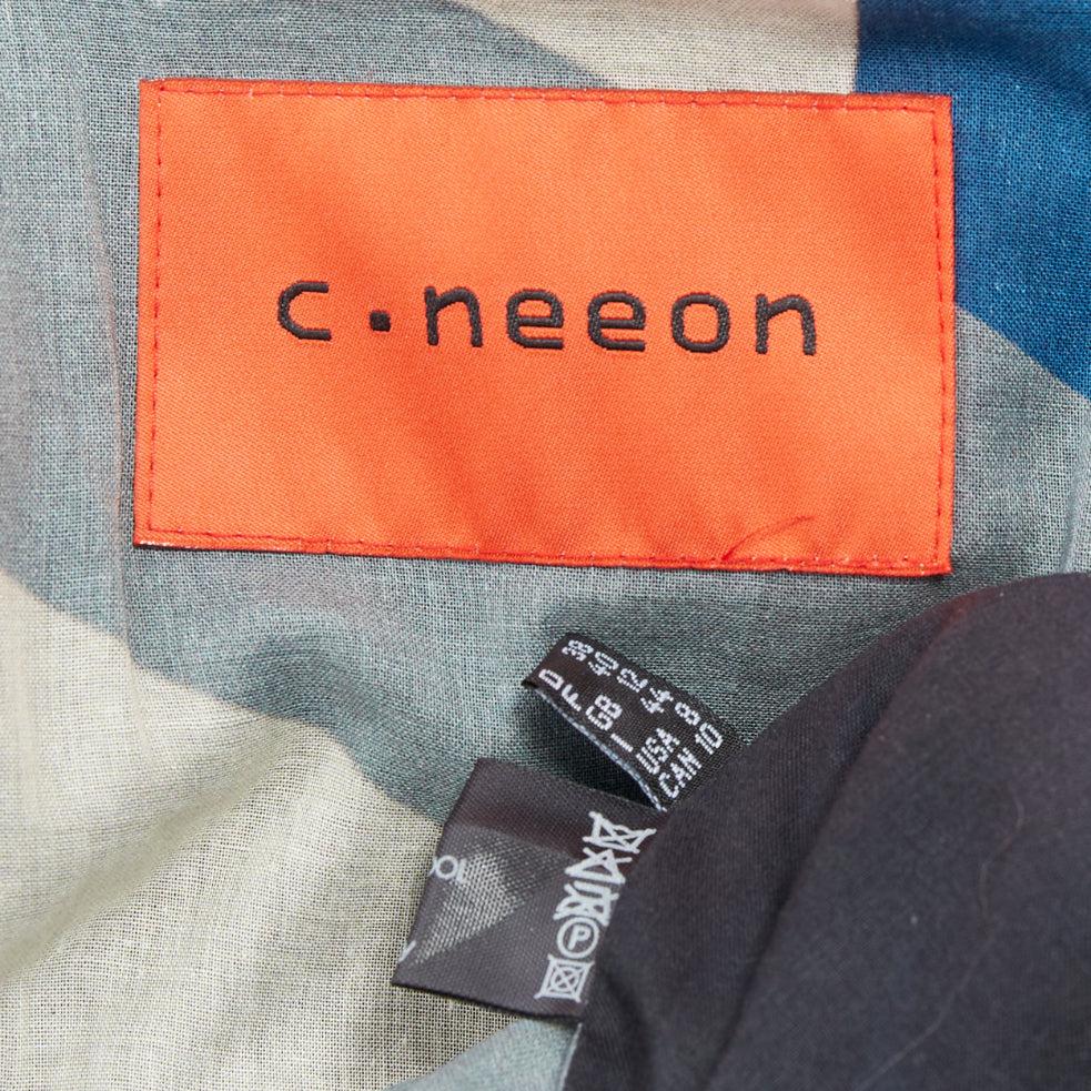 C NEEON bleu gris géométrique laine déconstruite veste zippée EU38 S en vente 4