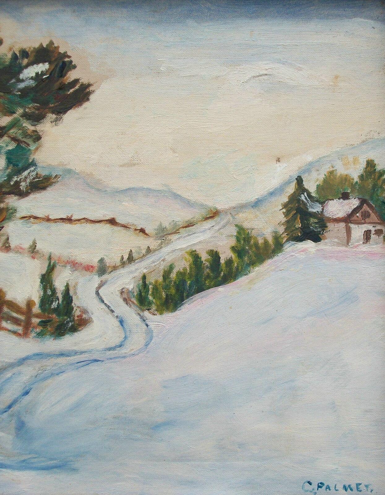 Country C PALMER - Impressionist Style Winter Landscape Painting - Canada - Early 20th C For Sale