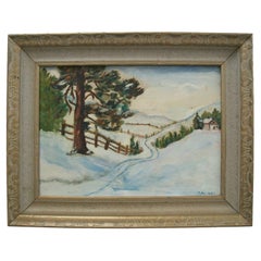 Antique C PALMER - Impressionist Style Winter Landscape Painting - Canada - Early 20th C