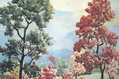 Fall Trees with Foothills - Original Impressionistic Oil Painting