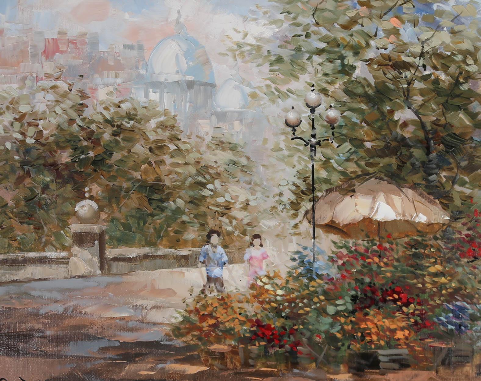 C. Pierre Latour (1935-2006) - Huile du 20e siècle, Le marché aux fleurs 1
