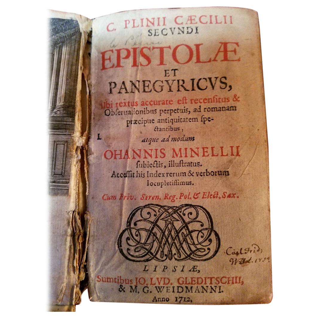 C Plinii Caecilii Secundi Epistolae Et Panegyricus, 1712 For Sale