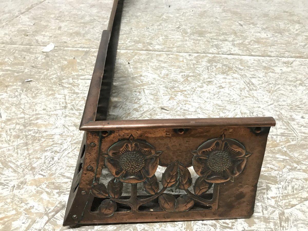C R Ashbee, an Arts & Crafts Copper Fireplace Fender with Stylised Floral Design 7