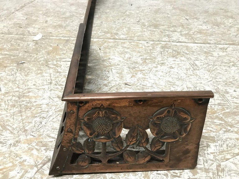C R Ashbee, an Arts and Crafts Copper Fireplace Fender with Stylised Floral Design at 1stDibs