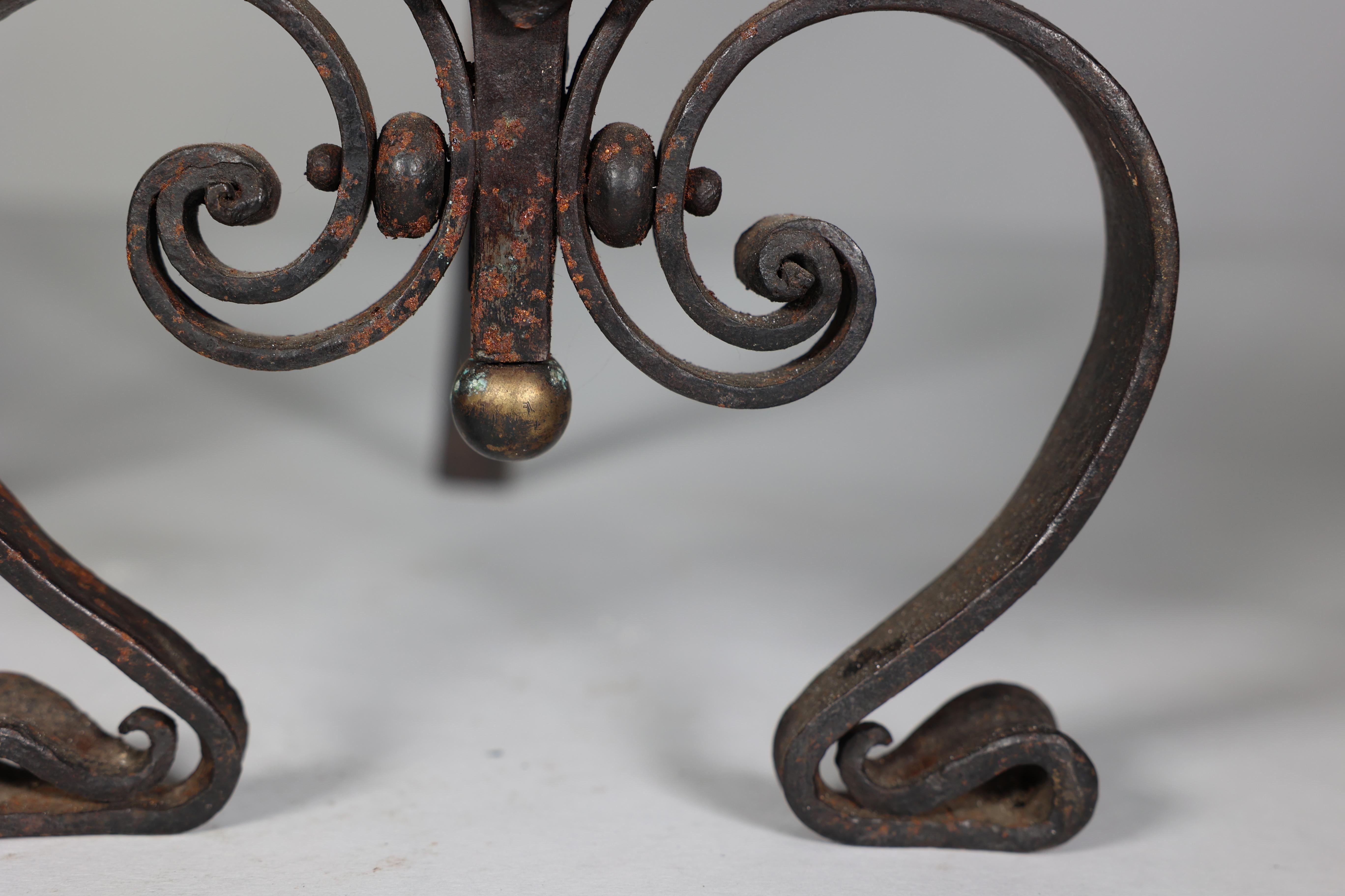 C R Ashbee An early pair of Arts & Crafts hand wrought iron & copper fire dogs. For Sale 9