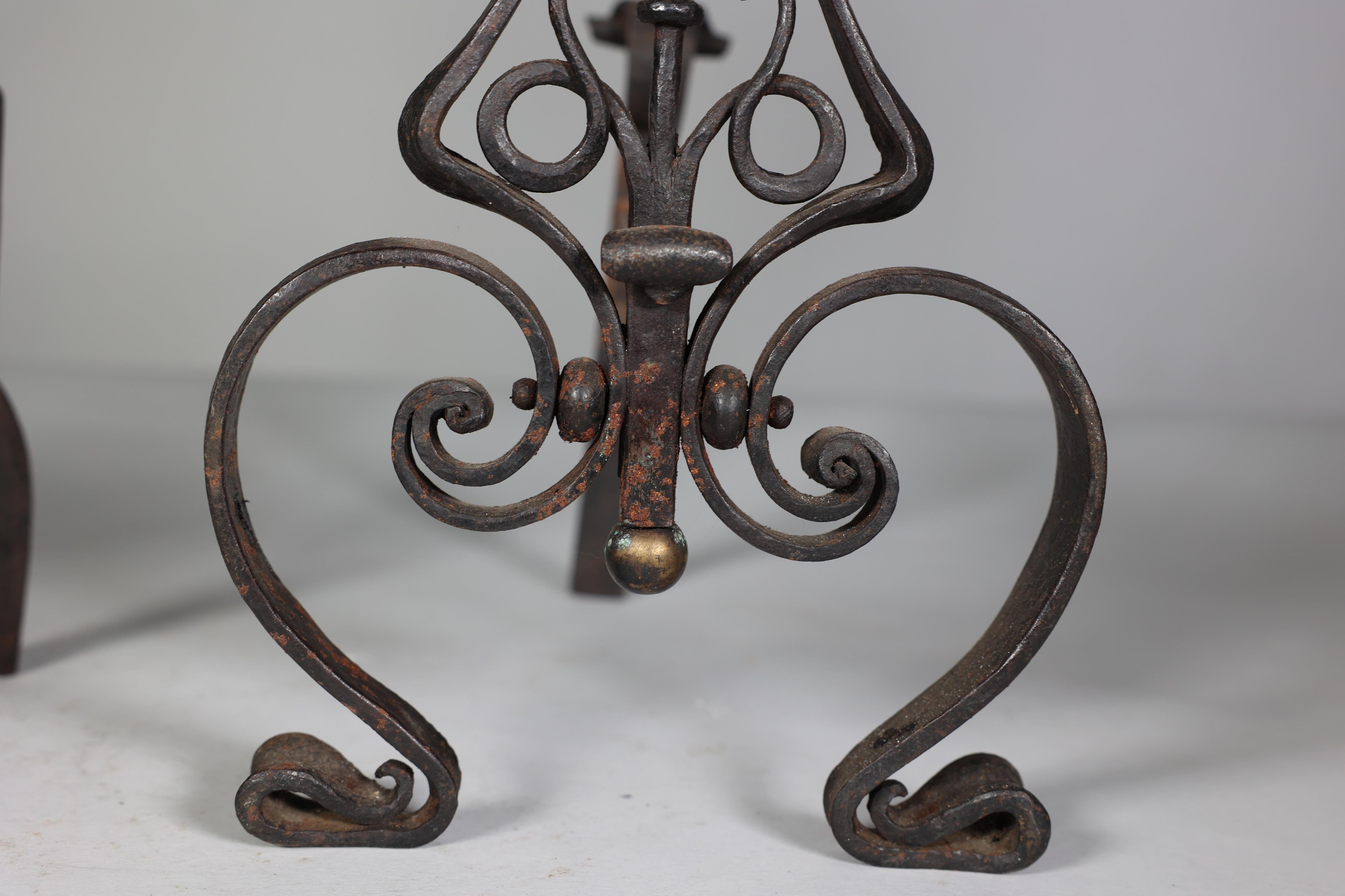 C R Ashbee An early pair of Arts & Crafts hand wrought iron & copper fire dogs. For Sale 8