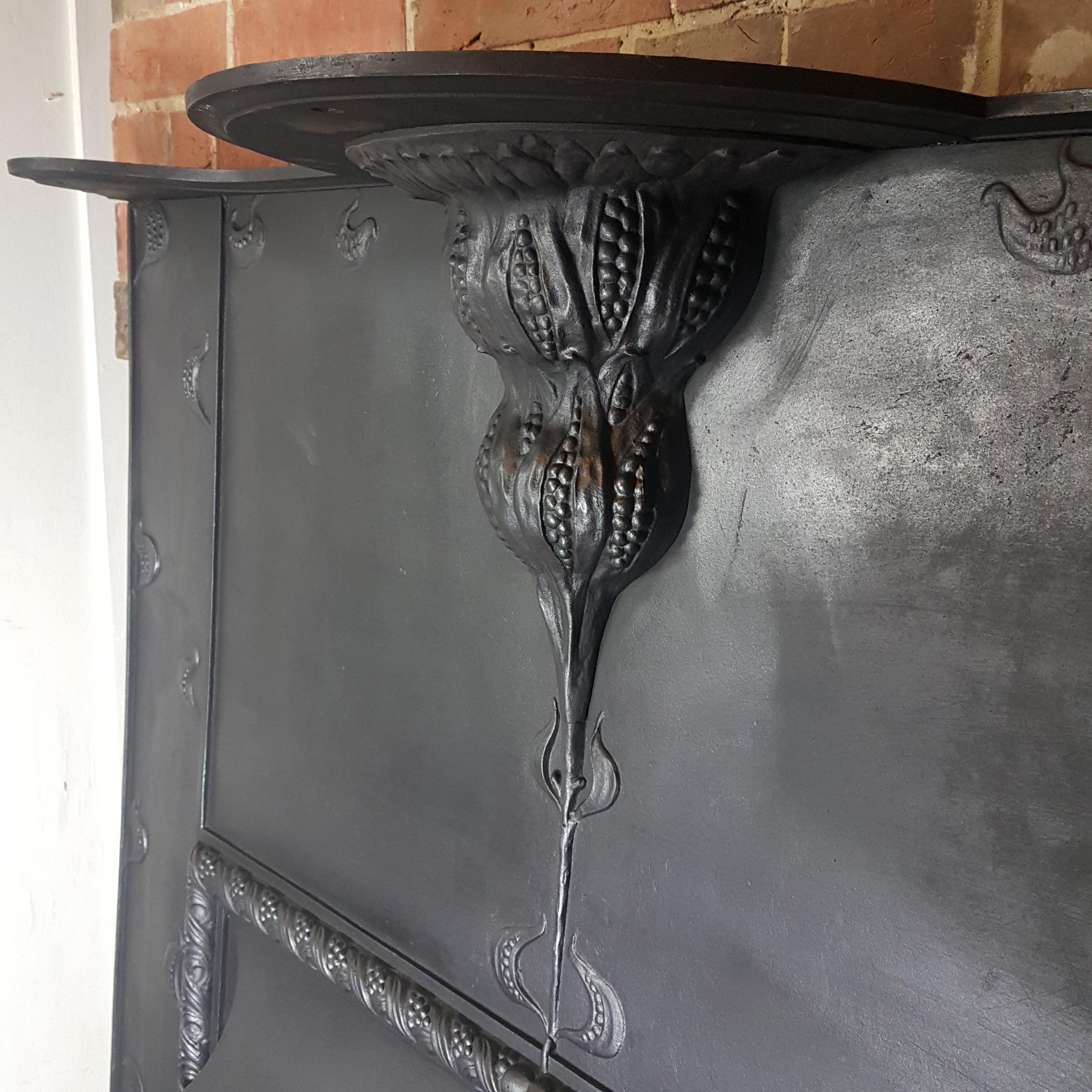 Arts and Crafts C. R. Ashbee  Arts & Crafts Falkirk cast iron fireplace insert fire grate. For Sale