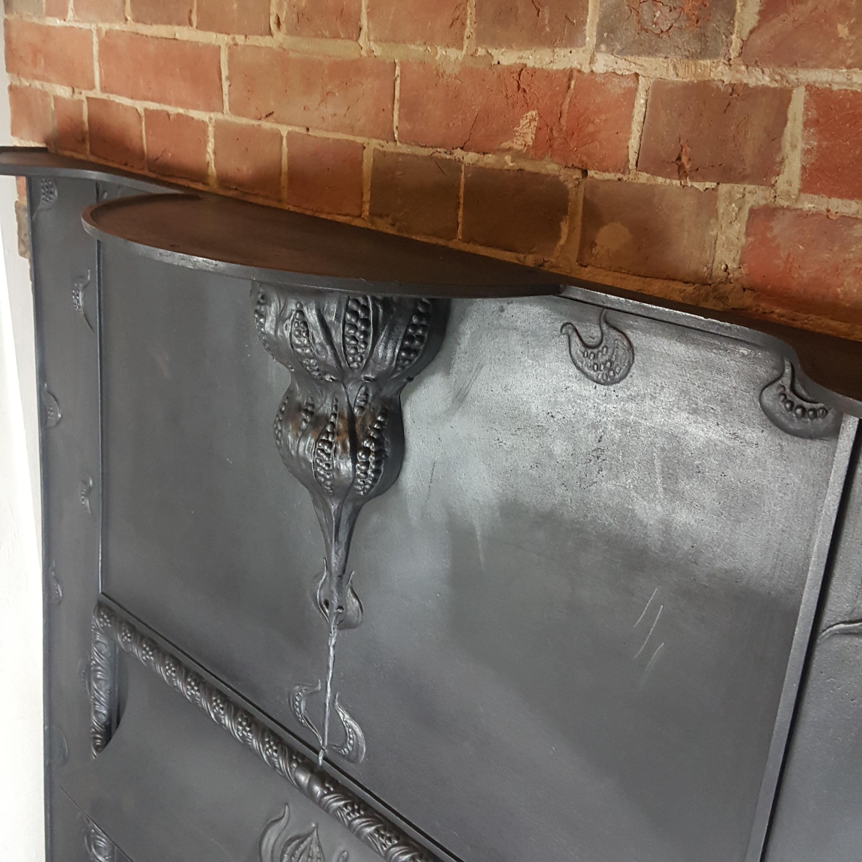 Cast C. R. Ashbee  Arts & Crafts Falkirk cast iron fireplace insert fire grate. For Sale
