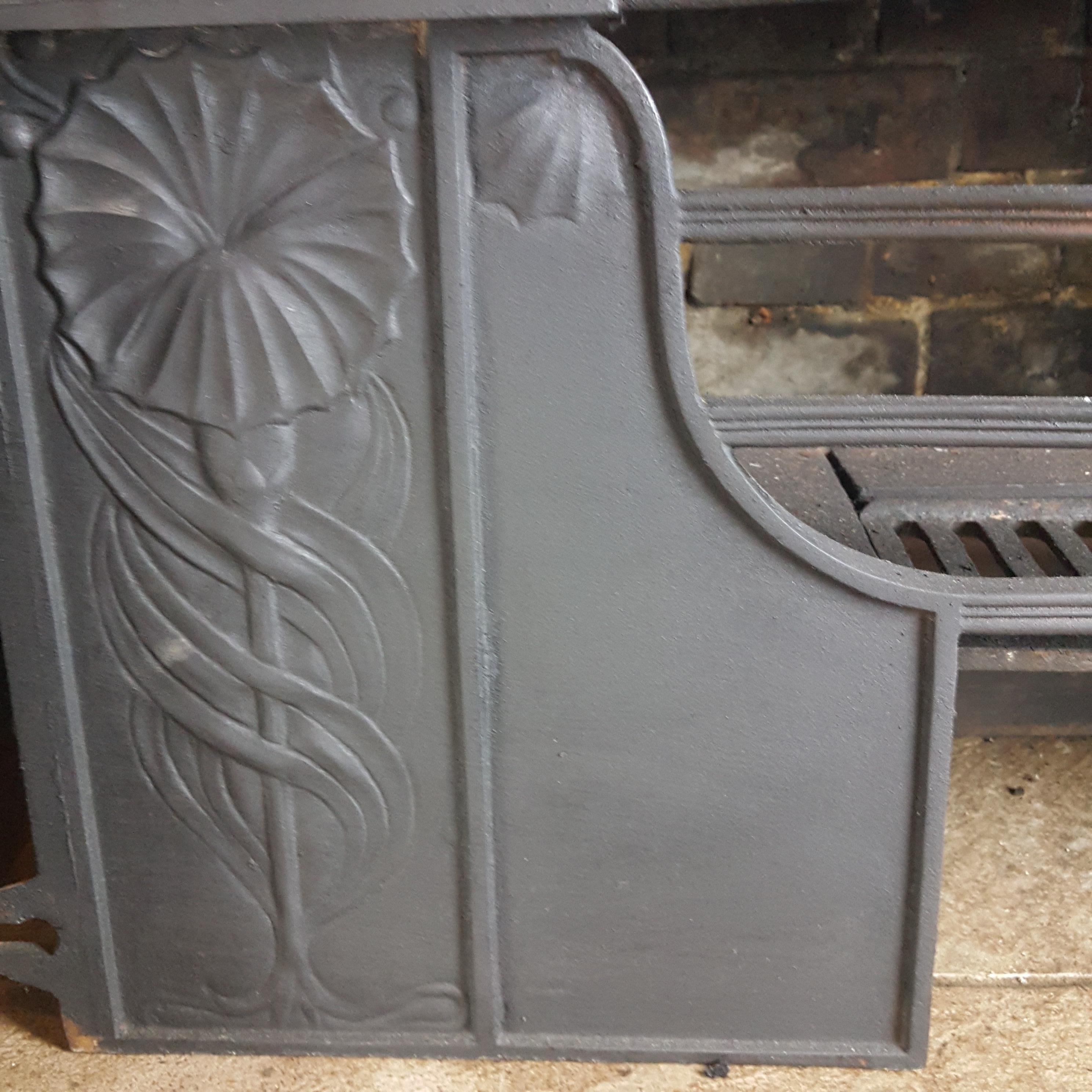 Iron C. R. Ashbee  Arts & Crafts Falkirk cast iron fireplace insert fire grate. For Sale