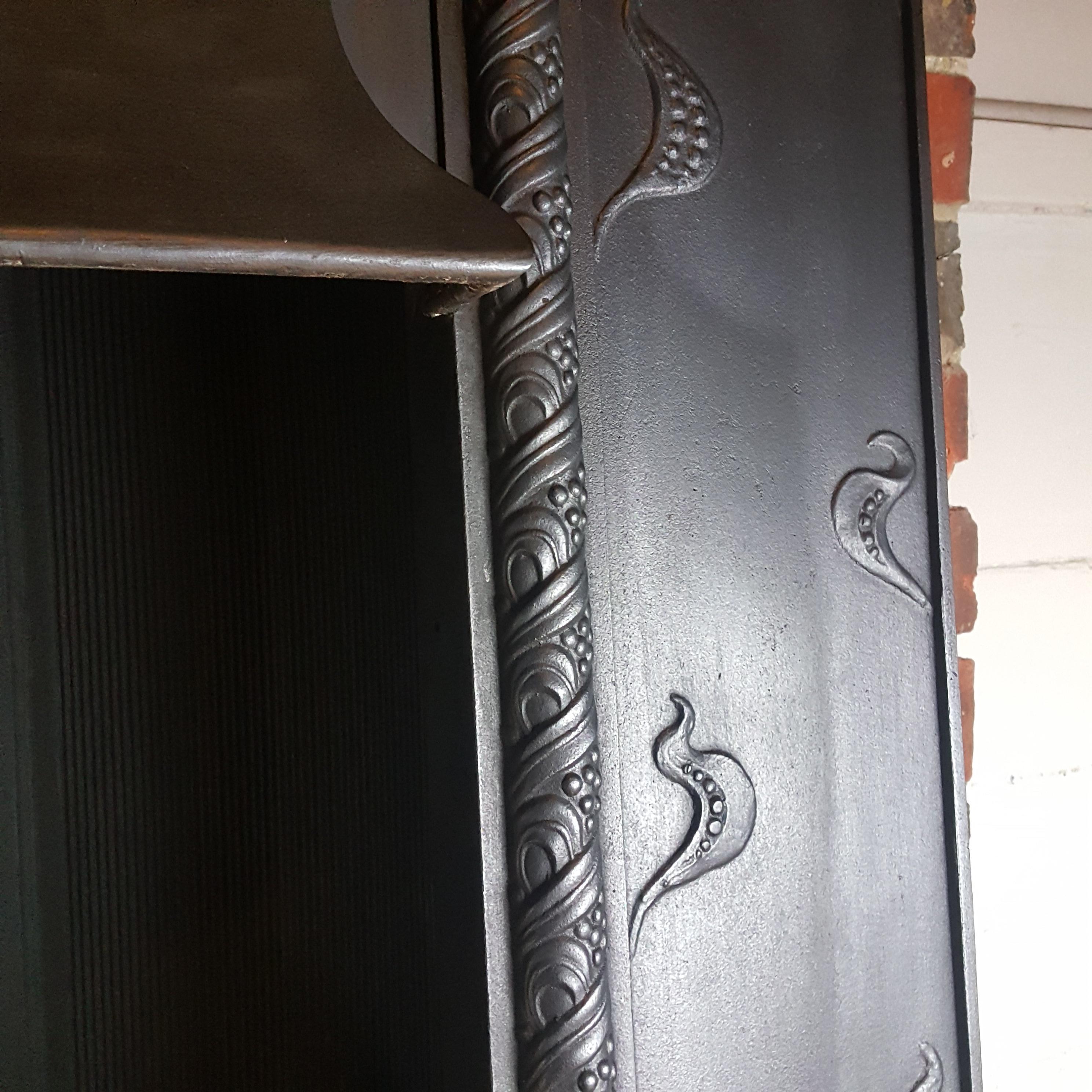 C. R. Ashbee  Arts & Crafts Falkirk cast iron fireplace insert fire grate. For Sale 1