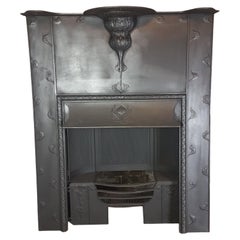 C. R. Ashbee  Arts & Crafts Falkirk cast iron fireplace insert fire grate.