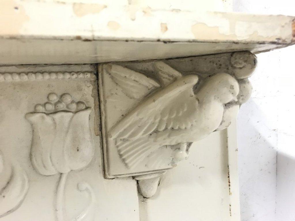 C R Ashbee, Attributed Arts & Craft Cast Iron Fireplace with Eight Kissing Doves For Sale 7