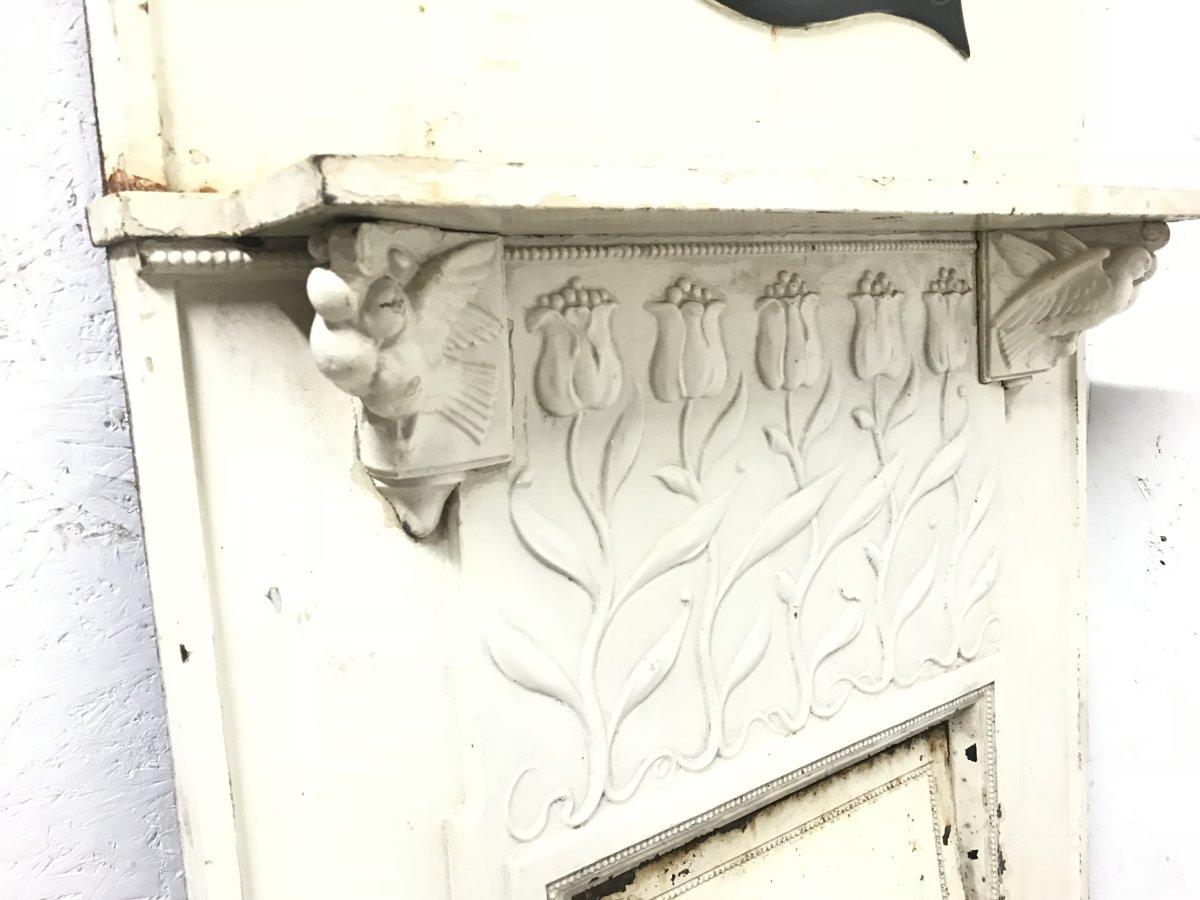C R Ashbee, Attributed Arts & Craft Cast Iron Fireplace with Eight Kissing Doves For Sale 3