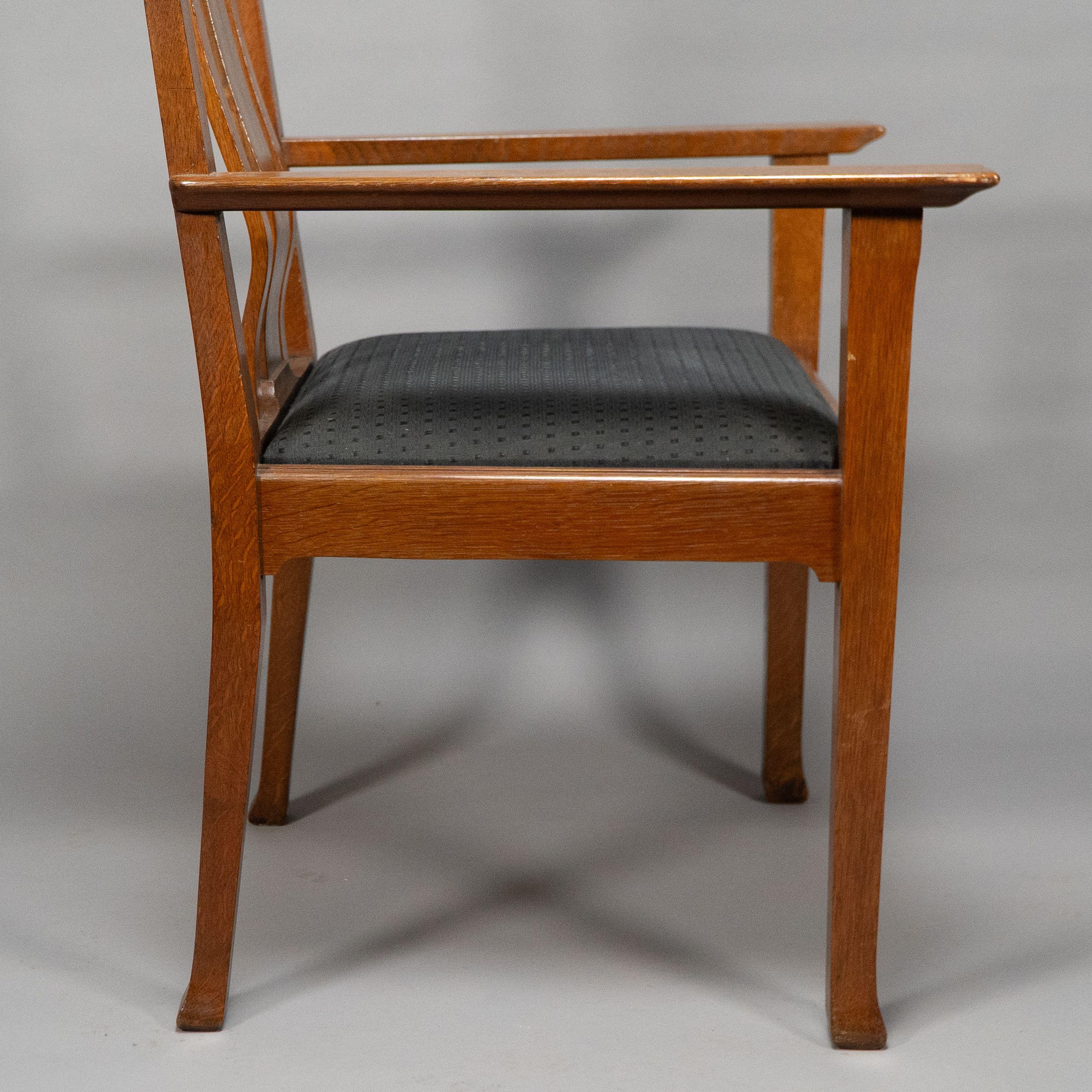 C R Ashbee for The Guild of Handicraft. A rare Arts and Crafts oak armchair For Sale 6
