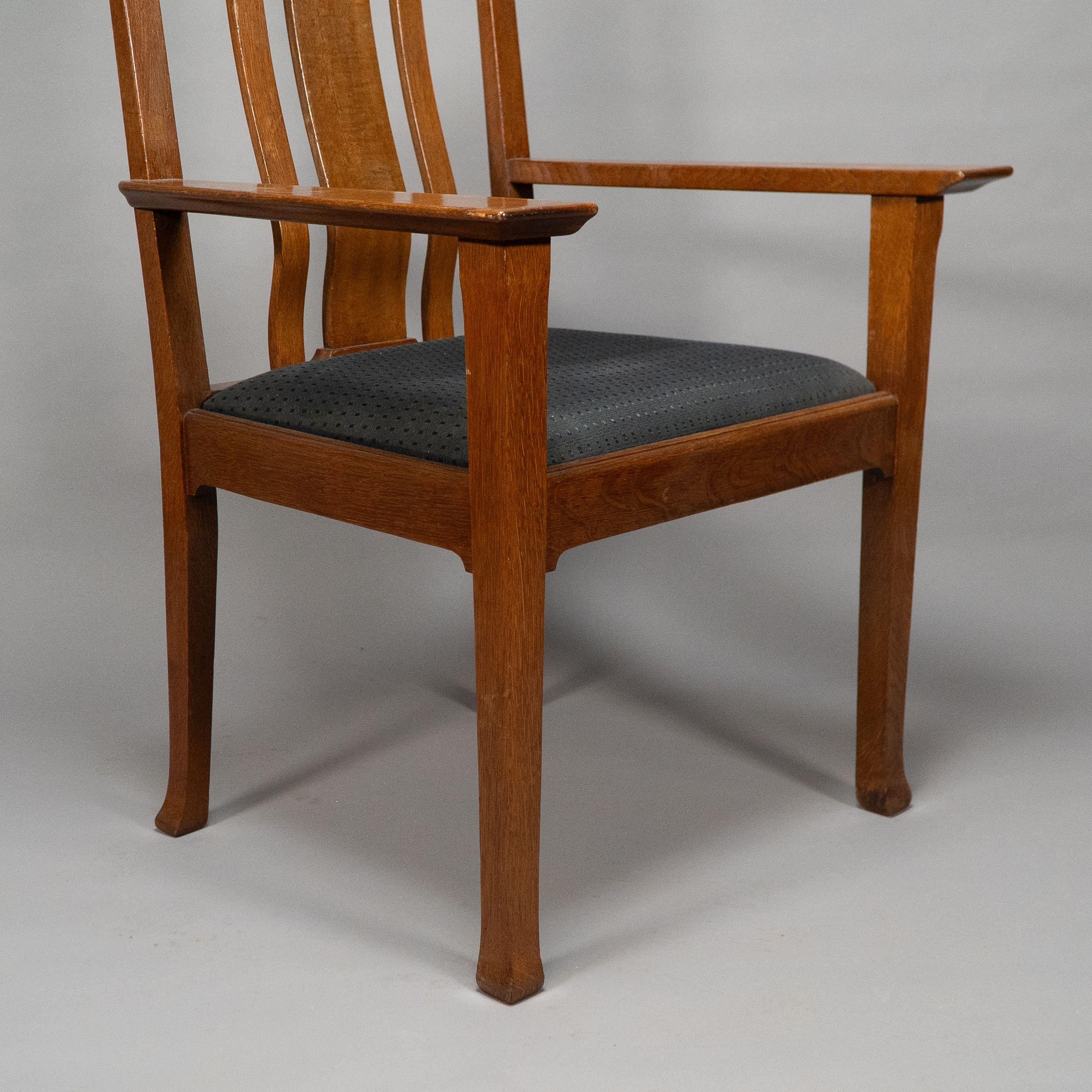 C R Ashbee for The Guild of Handicraft. A rare Arts and Crafts oak armchair For Sale 7