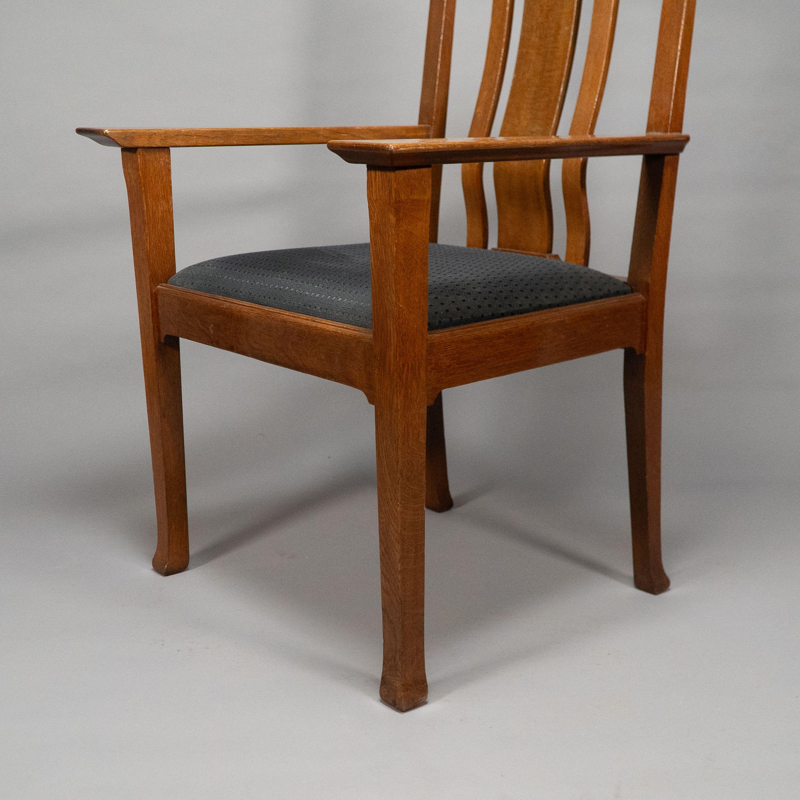 C R Ashbee for The Guild of Handicraft. A rare Arts and Crafts oak armchair For Sale 9