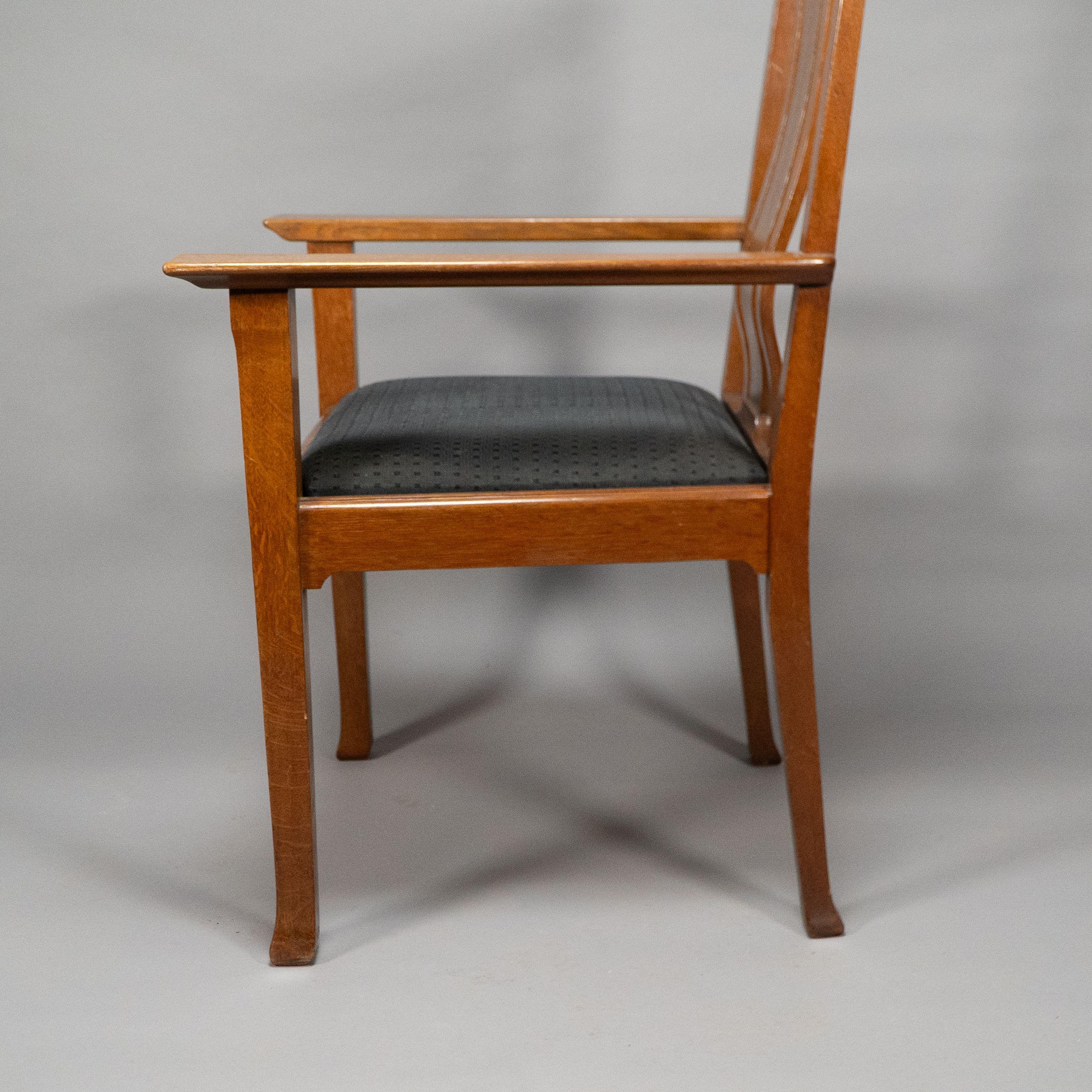 C R Ashbee for The Guild of Handicraft. A rare Arts and Crafts oak armchair For Sale 10