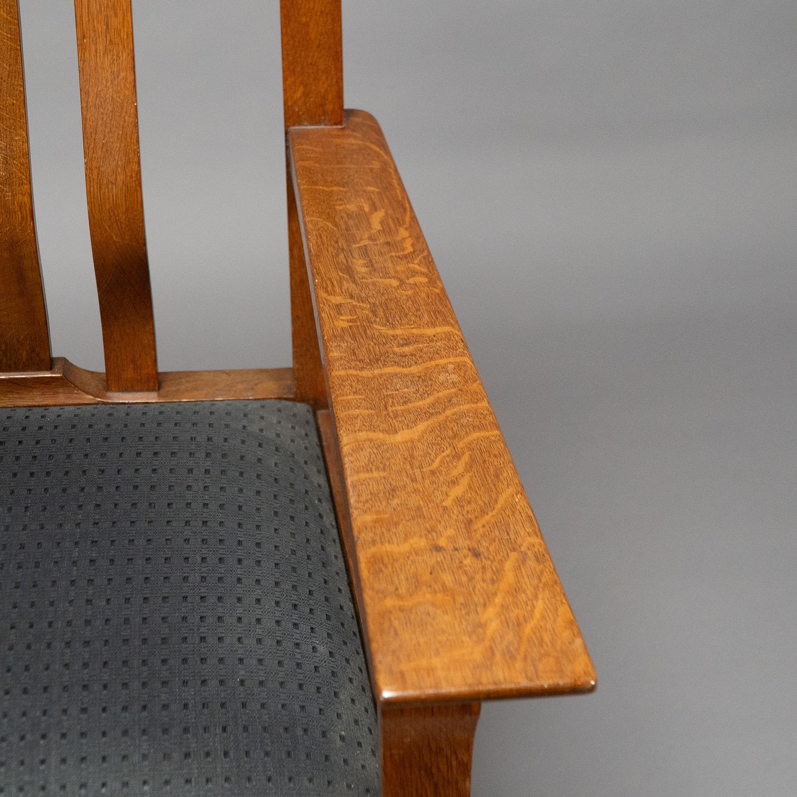 C R Ashbee for The Guild of Handicraft. A rare Arts and Crafts oak armchair For Sale 11