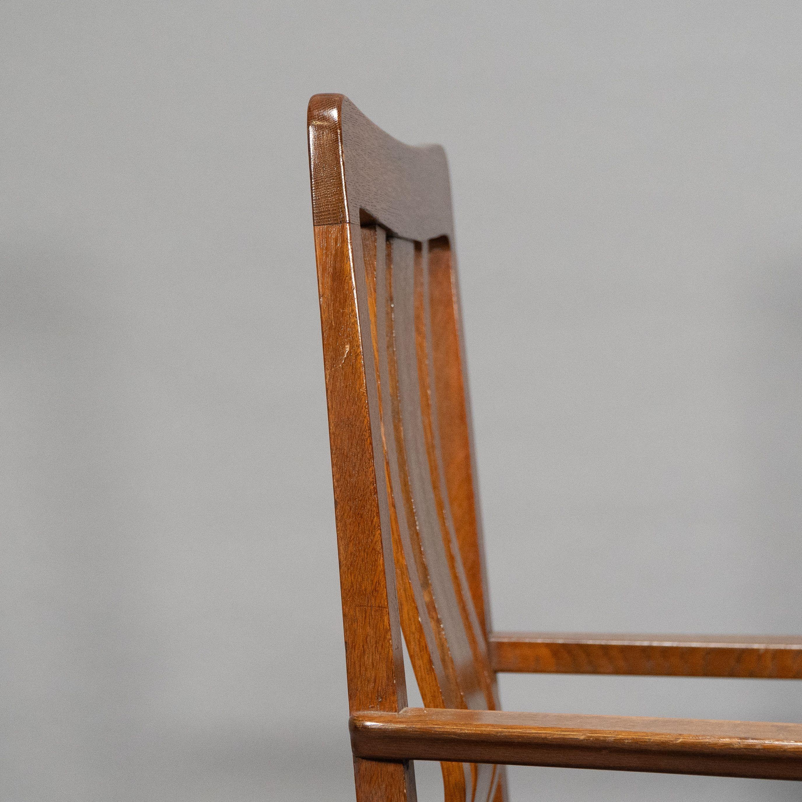 C R Ashbee for The Guild of Handicraft. A rare Arts and Crafts oak armchair For Sale 3