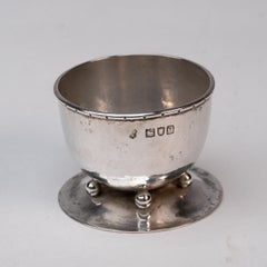 C R Ashbee GOH. A Rare Pair of Arts & Crafts Hand-Crafted Hammered Silver Salts.