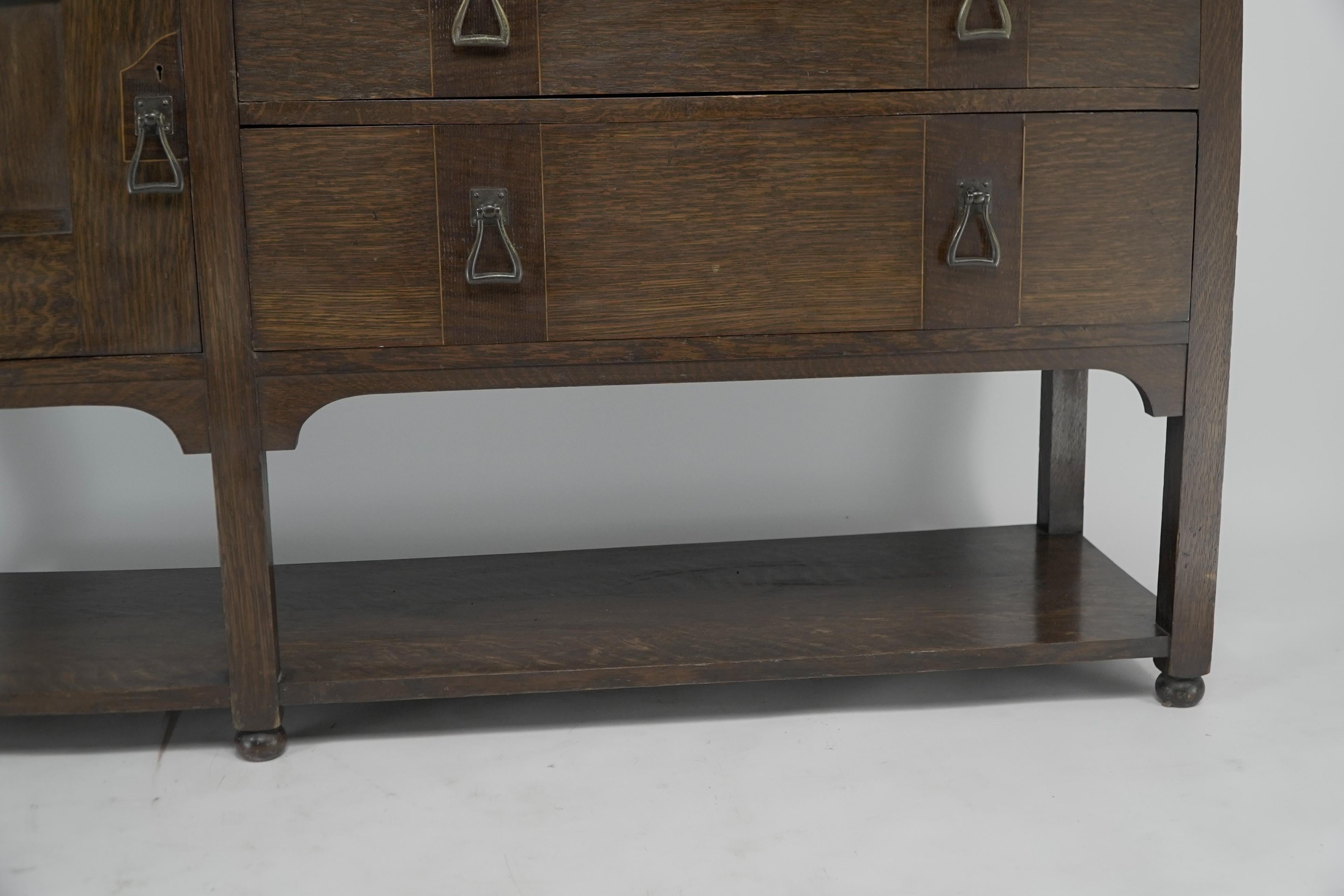 C R Ashbee made by the Guild of Handicraft. A rare oak Arts & Crafts sideboard. For Sale 9