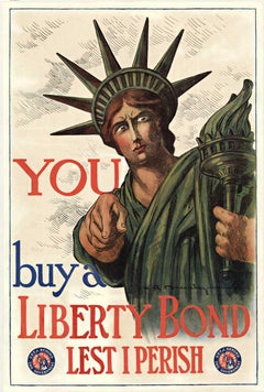 You buy a Liberty Bond Lest I Perish original World War 1 Antique poser