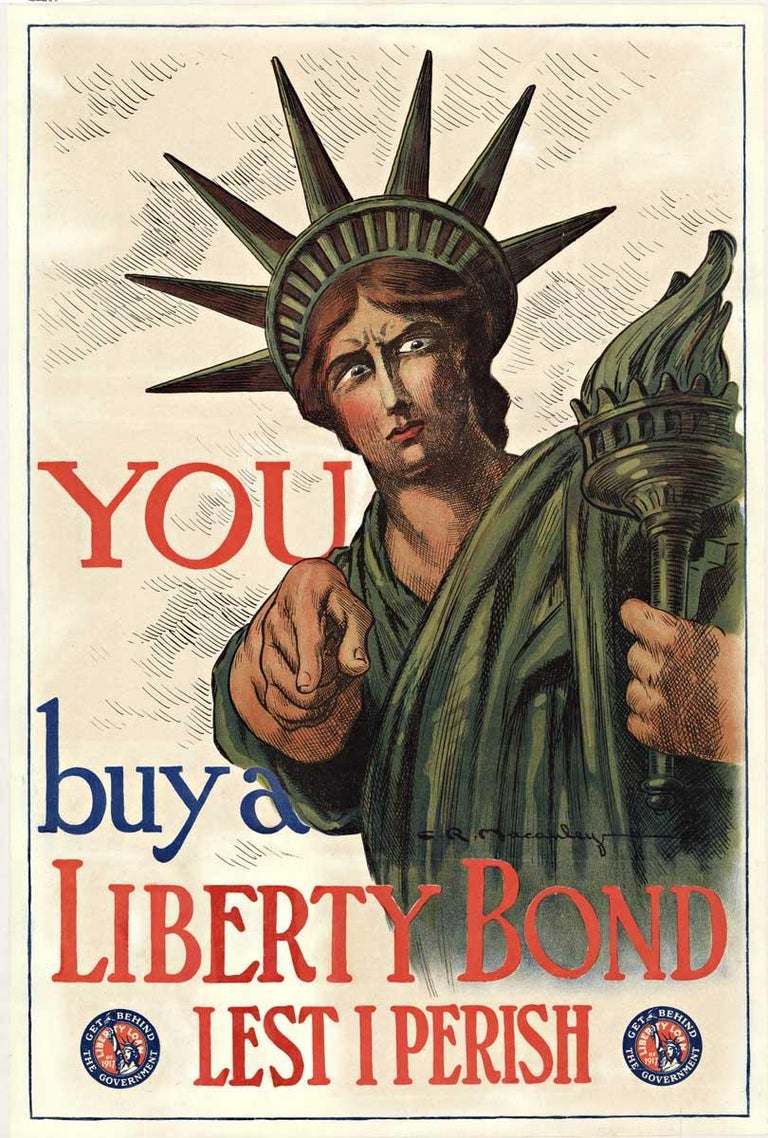 C. R. Macauley Portrait Print - You buy a Liberty Bond Lest I Perish original World War 1 vintage poser