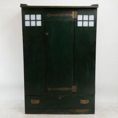 C R Mackintosh Guthrie & Wells, Glasgow School Stained Green Cypress Wardrobe