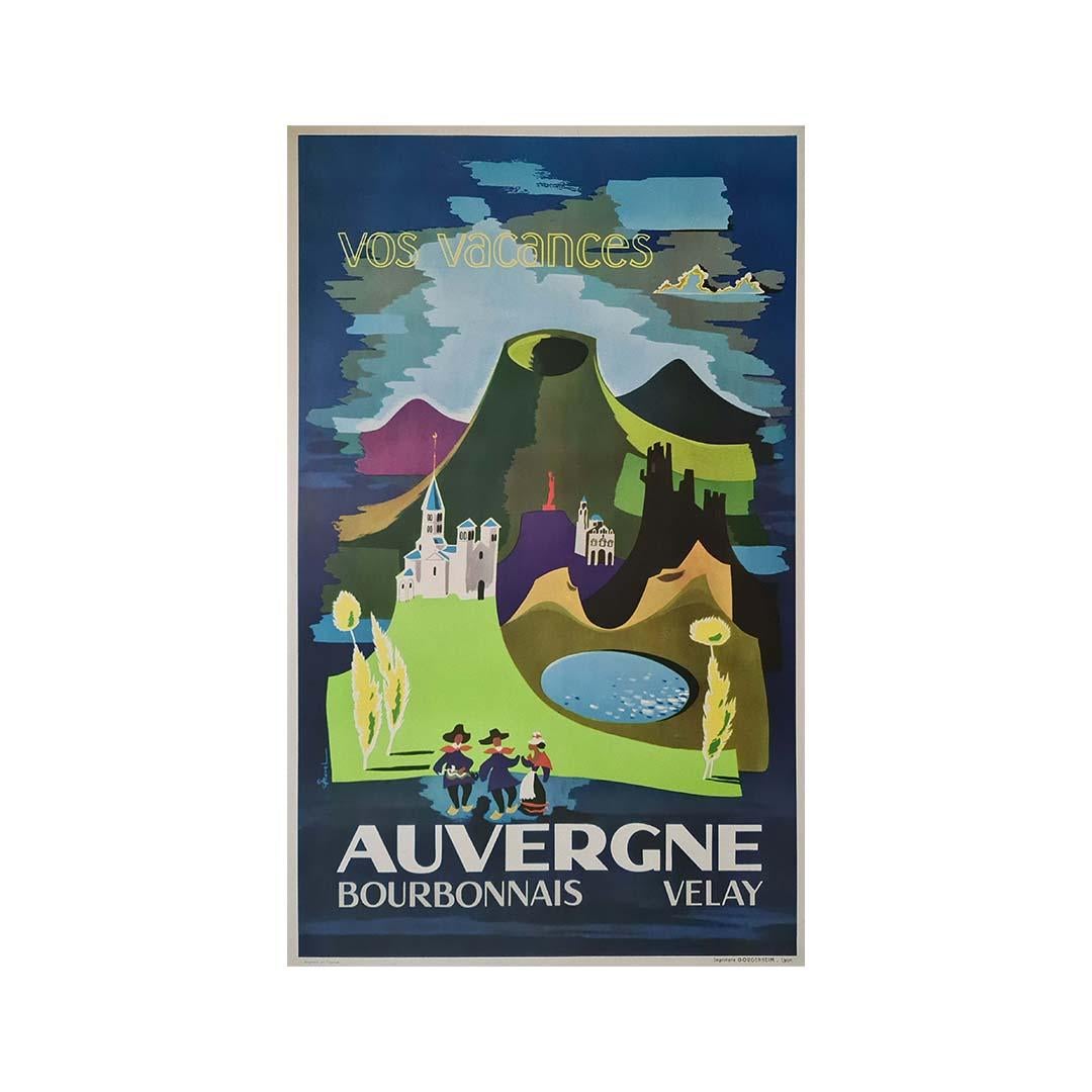 Affiche de voyage originale de C. Ravel - Velay Auvergne Bourbonnais en vente 3