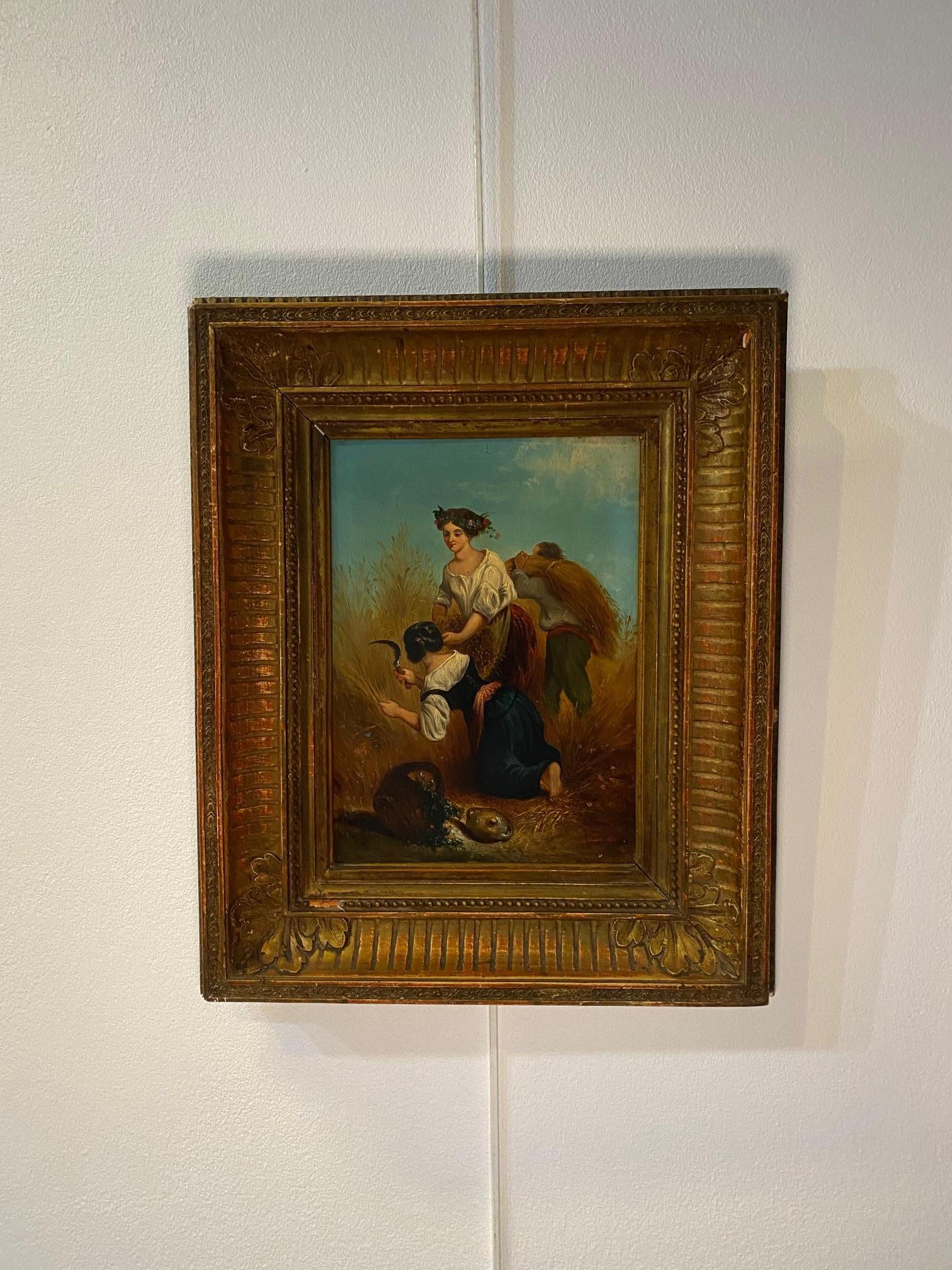 Opera antica su legno (1859) venduta con cornice. Le dimensioni totali con la cornice sono 34x41 cm. Firmato 