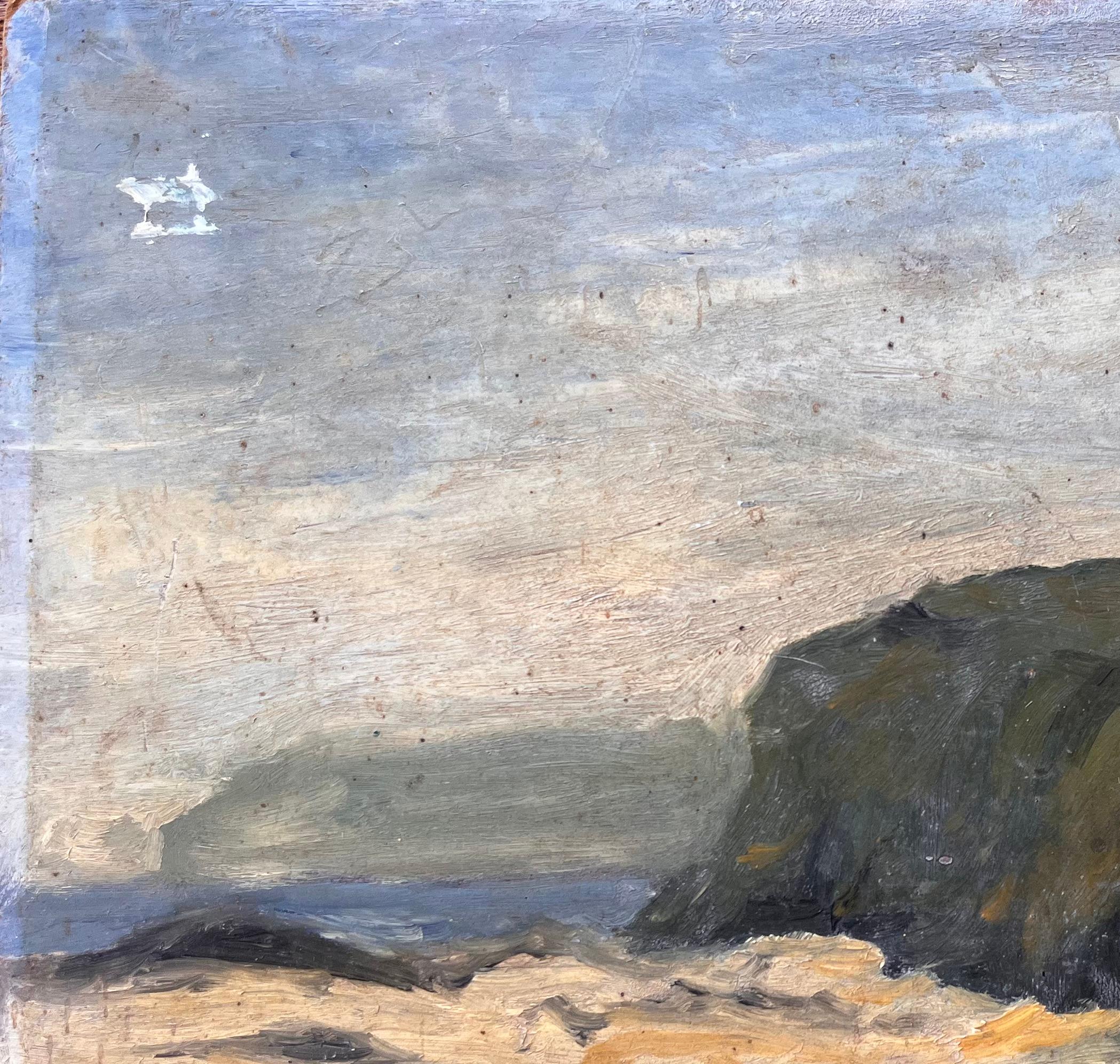 Titre : Paysage côtier impressionniste avec falaises et ciel couvert par C.I.C.
par C.C.C.
Signé : oui
Taille : 8.75 pouces (hauteur) x 10.75 pouces (largeur)
Moyen d'expression : Huile sur carton, non encadrée
Condit : Le tableau est en bon état,