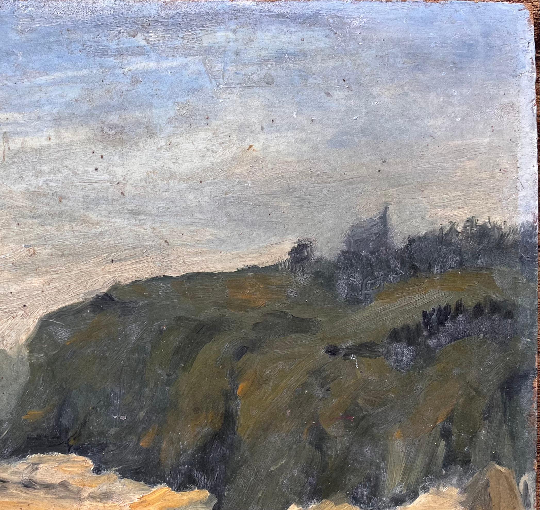 Paysage côtier impressionniste avec falaises et ciel coulé par C Roppens en vente 1