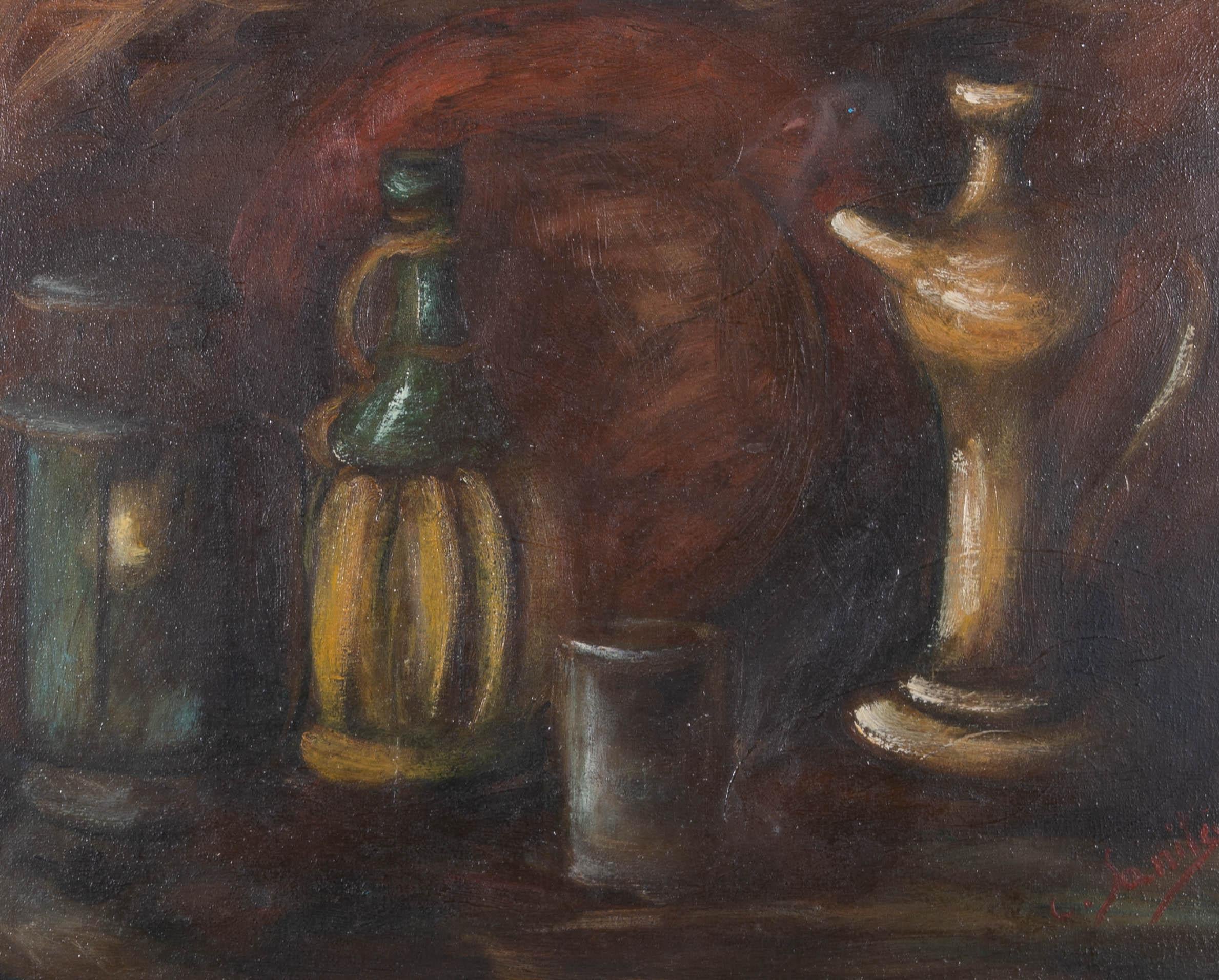 C. Sanites - Mid 20th Century Oil, Still Life with Jugs For Sale 1