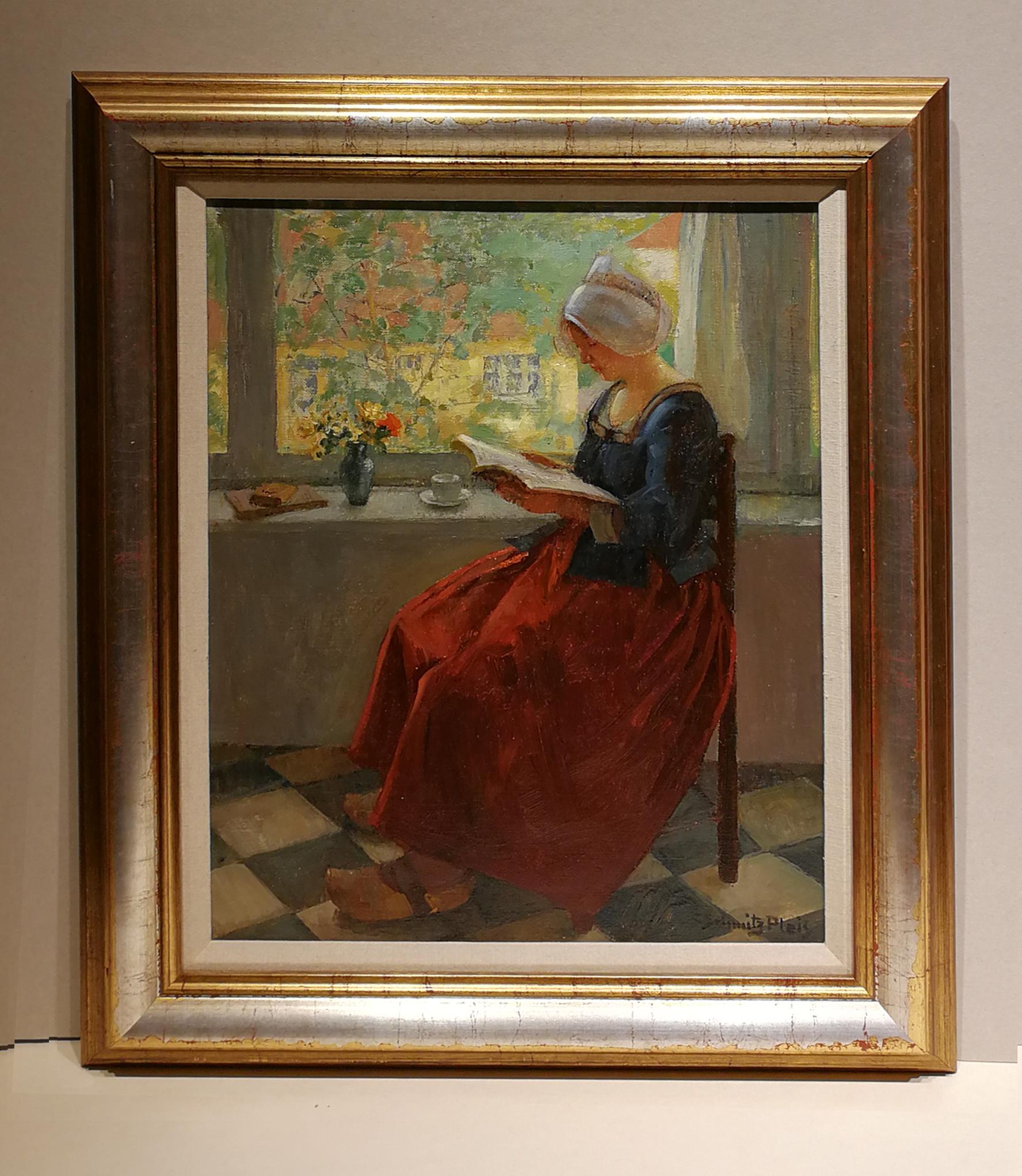 C. Schmitz-Pleis Portrait Painting -  Dutch woman reading a book, Carl Schmitz-Pleis, Oil paint/canvas, Impressionist