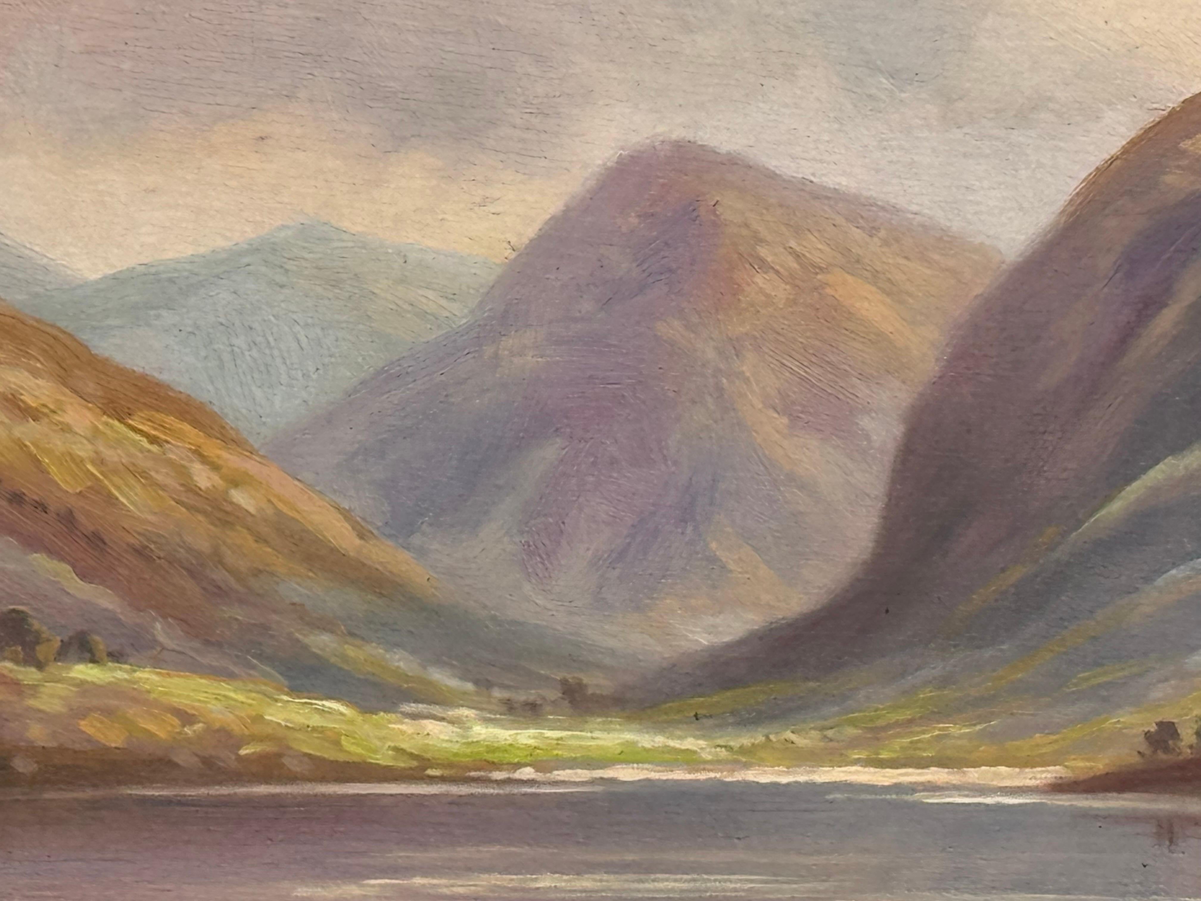 Miniatur Vintage Ölgemälde von Crummock Water in der englischen Lake District im Angebot 5