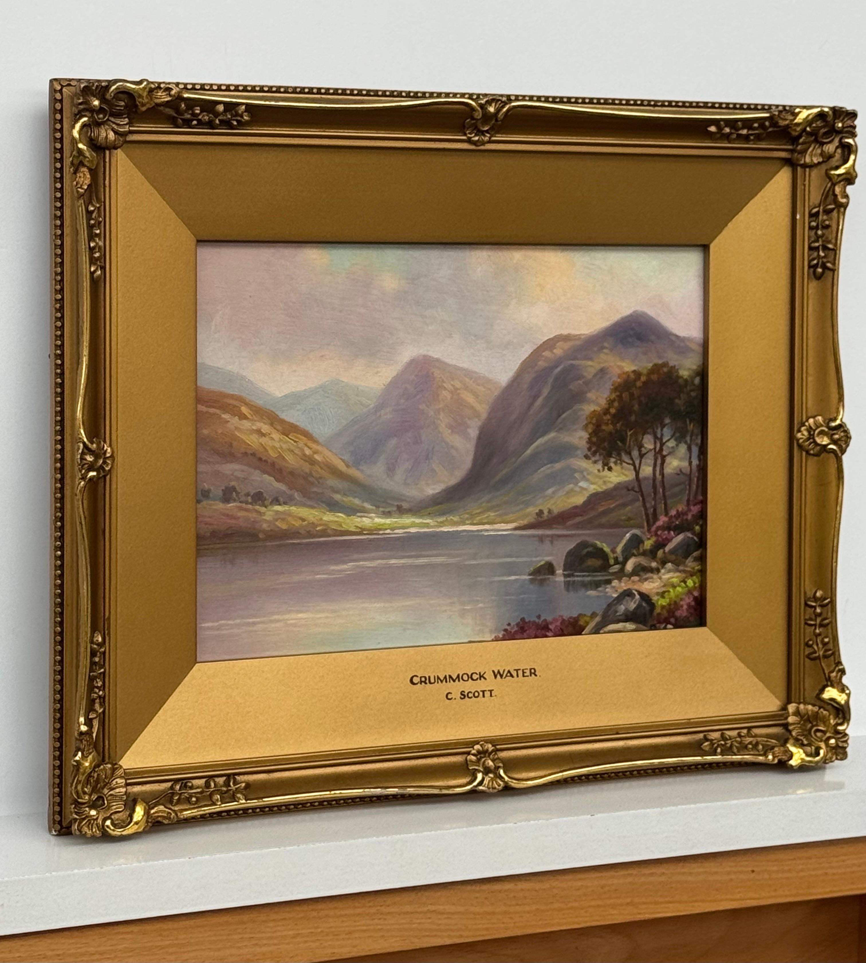 Miniatur Vintage Ölgemälde von Crummock Water in der englischen Lake District im Angebot 7